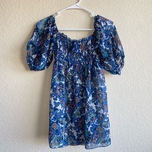 Off the shoulder blue top